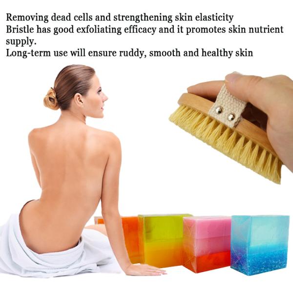 Smell Removing Bamboo Wooden Skin Care Dry Body Brush Boar Bristles Bath Dry Brush With Handle For Dehumidification