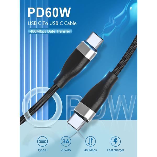 Заряжатель нейлона быстрый кабель Usb в 3 ноги c, тип c USB 5V 3A для того чтобы напечатать кабель c