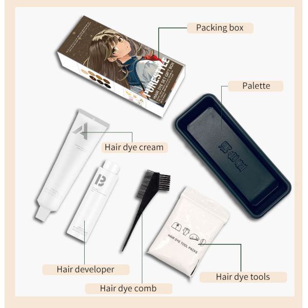 Kit de coloration capillaire semi-permanente à domicile sans ammoniaque pour hommes et femmes, formule à base de plantes pour barbes