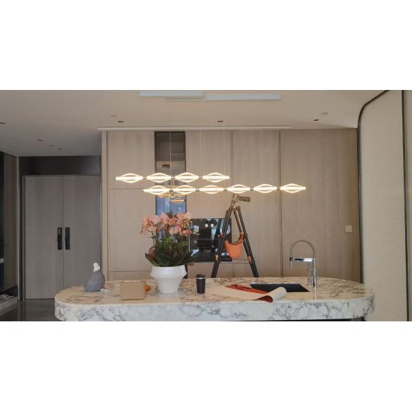 Nordic Modern LED Pendant Light Home Indoor Bedroom Background Ceiling Lamp Long Tube Crystal Glass Hanging Chandelier