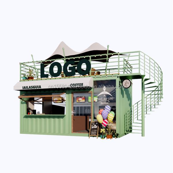 Portable 10ft 20ft Estructura de acero prefabricada Casas de contenedores Bar móvil Tienda para comida rápida Pared 50mm Panel de sándwich de onda