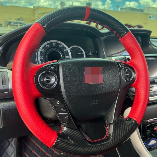 Hand Stitched Leather Steering Wheel Cover for Honda Accord 9 Crosstour Pilot Ridgeline Odyssey