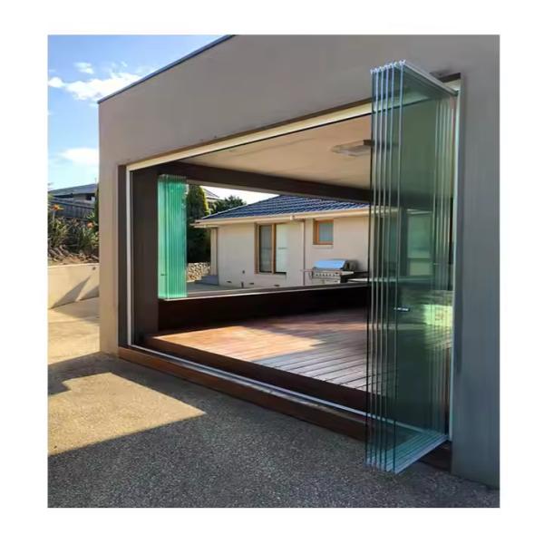Frameless Tempered Glass Aluminum Folding Door Customizable for Modern Spaces