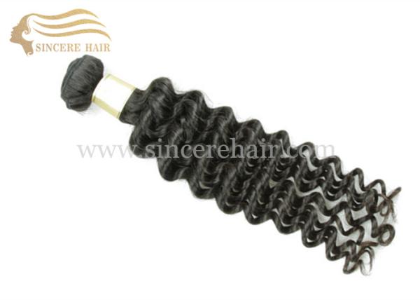 Hot sale 18 CURLY Hair Extensions Weft for Sale, 18 Inch Natural Black Curly Remy Human Hair Weave for Sale