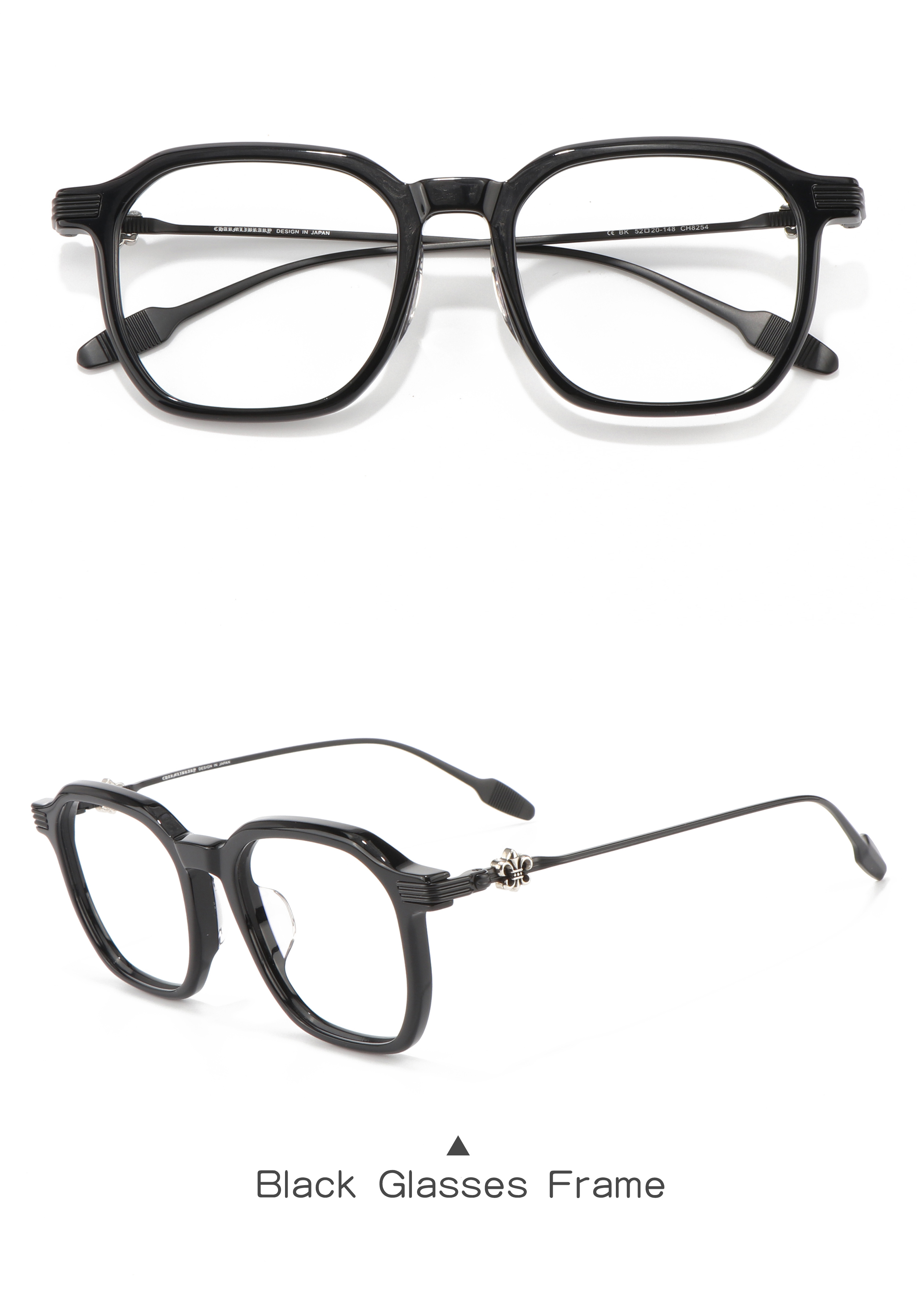 Irregular Shape Black Silver Color Punk Full Rim Optical Prescription Presbyopia Multifocal Lightweight Glasses Order Online