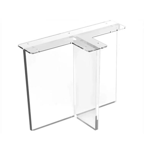 Custom T Shape Acrylic Table Leg Plexiglas Acrylic Dinning Furniture Leg Easy Assembly