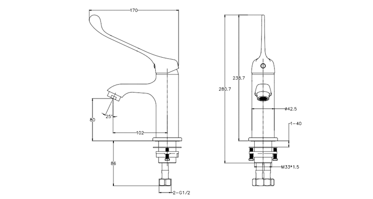 ARROW Brand Modern Design Long Level Hospital Basin Faucet with Ceramic Cartridge and Single Hole Installation