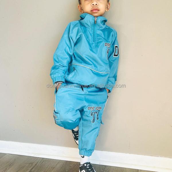 Logo personnalisé demi fermeture à glissière Ensembles de vêtements pour enfants Garçons pull-over Hoodies enfants Windbreaker Maillot de course Maillots de sport pull-over empilés