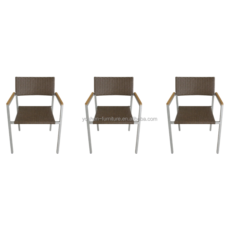 Yoshen Modern Outdoor Dining Armchair Stackable Aluminum  Wicker Armrest Chair Fro Bistro & Cafe