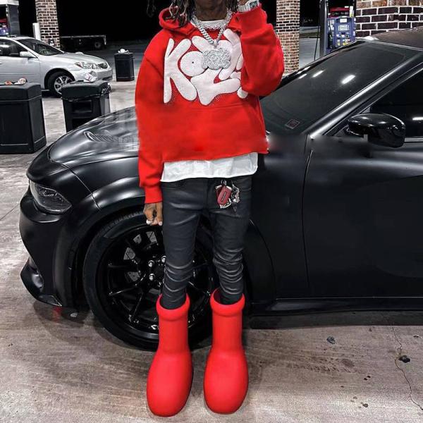 Custom Oversized No Strings 3D Puff Print Logo Cut Edge Applique Hoodie Cropped Raw Hem Streetwear  Hoodies Men Sweatshirts