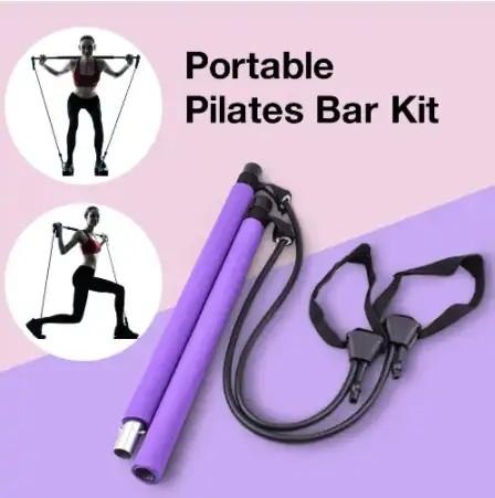 Pilates Bar Yoga Stick Pilates bar kit for Home Gym with Resistance Bands for Pilates Exercise and Body Workout