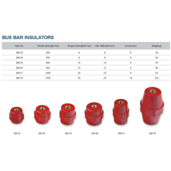 6-25KV PE Insulation SM Type Bus bar Insulators With Brass Screw for Power Distribution