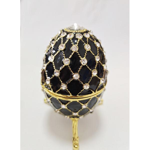 Luxury Faberge Easter Egg Decorative Earring Ring Trinket Holder Box Hand Painted Faberge Egg Style Hinged Jewelry