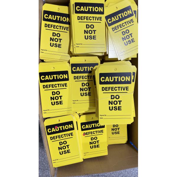 Plastic Caution Tag Yellow Die Cutting Waterproof PVC Safety Tag for Equipment Identification