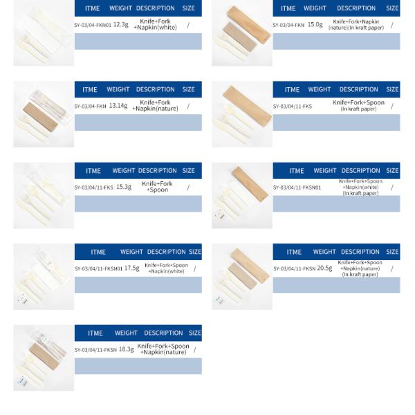 Eco Friendly Cornstarch PSM Plastic Cutlery Set Disposable Biodegradable