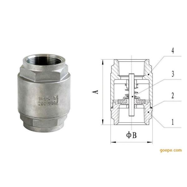 Порт задерживающего клапана нержавеющей стали ПК 3 уменьшенный низким давлением, скачет вертикальный задерживающий клапан