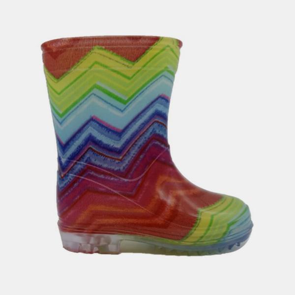 28EU Kids Waterproof Rain Boots , Slip Resistant Rainbow Striped Rain Boots