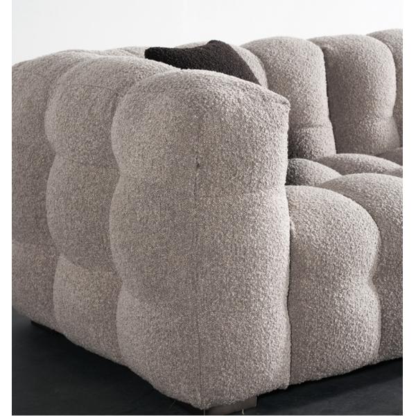 BN Puff Cotton Milk Oil Style Furniture Fabric Sofa Chair Nordic Lamb Wool Straight Row Three Seat Soft Sofa