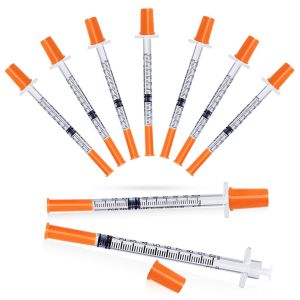 0.5ml 1ml 30G 31G Sterile Safety Precisely Graduated Luer-Lock Orange Tip Plastic Insulin Syringe With Needle