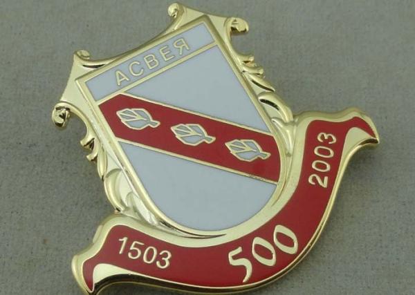 Brass Hard Enamel Pin Badges , Die Stamped Military 3D Brooch Gold Badge