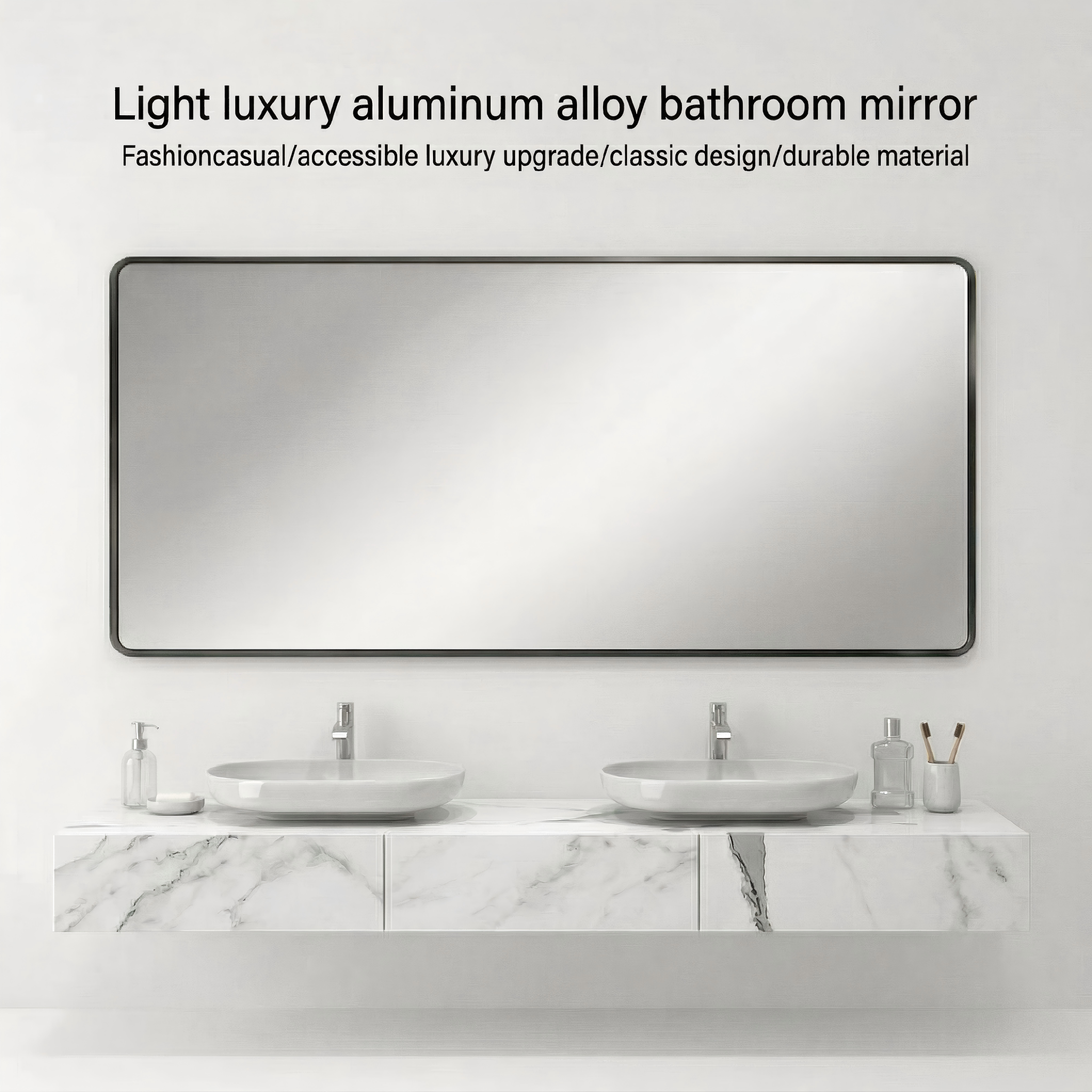 Kingstin Custom LED Bathroom Mirror Aluminum Frame Anti-Fog 3-Color RGB Wall Vanity Mirror