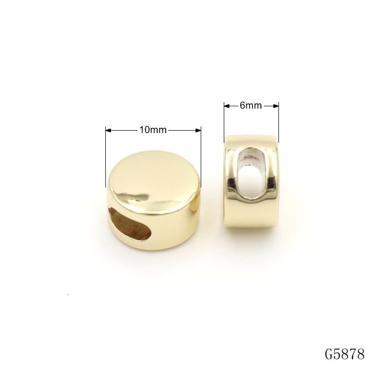 Smooth Round Spacer Beads Gold Plated / Silver Plated Slide Beads For Bracelet
