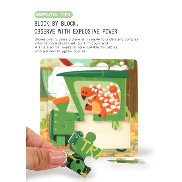 9pcs Toddler Great Gift Children Preschool Colorful Dinosaur Animals Wooden Jigsaw Puzzles