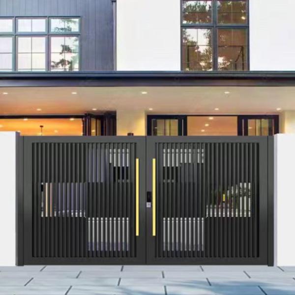 Chinese Square Powder Coated Aluminium Sliding Gates / Black Aluminum Fence Gate