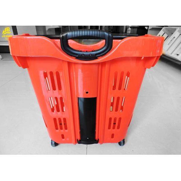 Two PU Wheels Hand Held Shopping Baskets 40L/50L Volume Wear Resistant