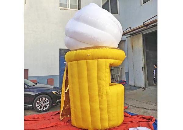 Yellow White Inflatable Shop Ice Cream Shape 4m Height Mobile Water Resistant