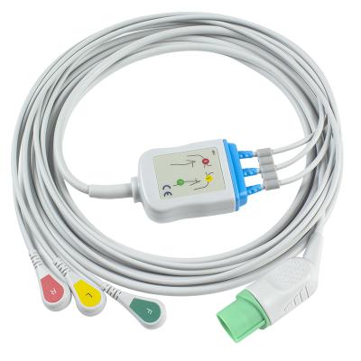 Mindray Datascope 040-000966-00 cabos de EA6232A ECG e conectores ECG dos Leadwires 12pin cabografa a pressão do IEC de 3 ligações