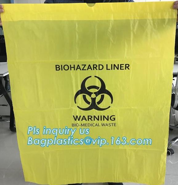 Disposable biohazard infectious plastic drawstring medical waste bag, Promotional mini biohazard drawstring packaging ba