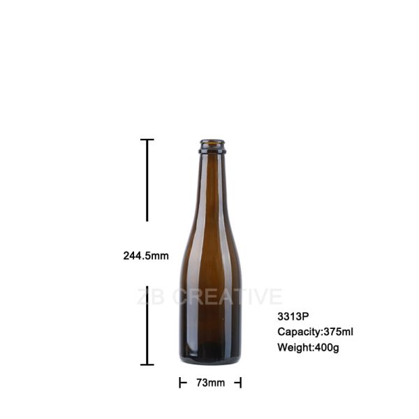 Antique Green Flint Heavy Demi Champagne Glass Bottles 375ml For Sparkling Wine 400g 3313P-2