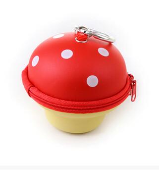 New creative gift product mushroom keychain money box coin bank card organizer pull buckle