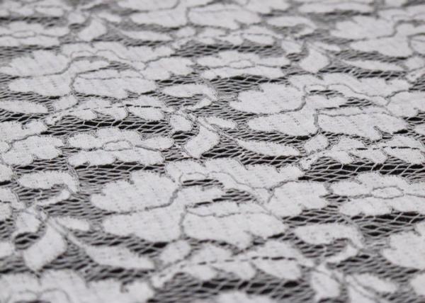 Grey Elastic Cord Lace Material / Floral Viscose Nylon Cotton Fabric CY-DK0011