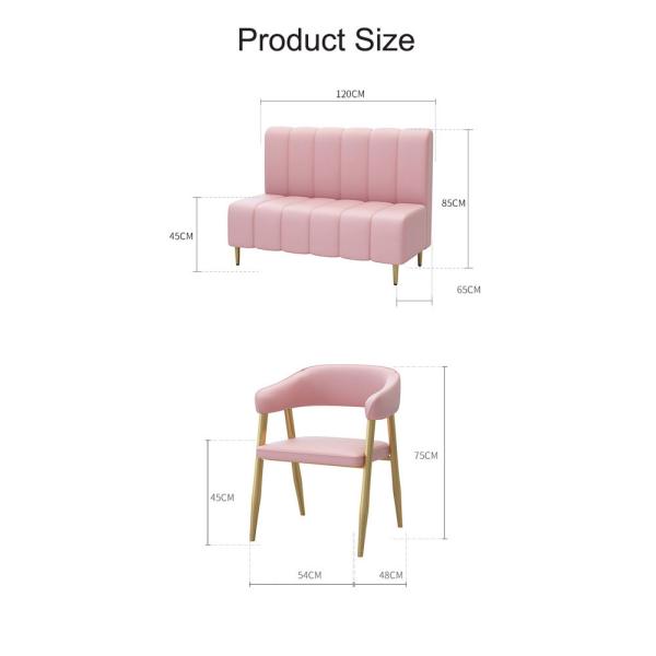 Pub Style Restaurant Dining Table And Chairs Nordic Pink Leather Sofa 1200mm