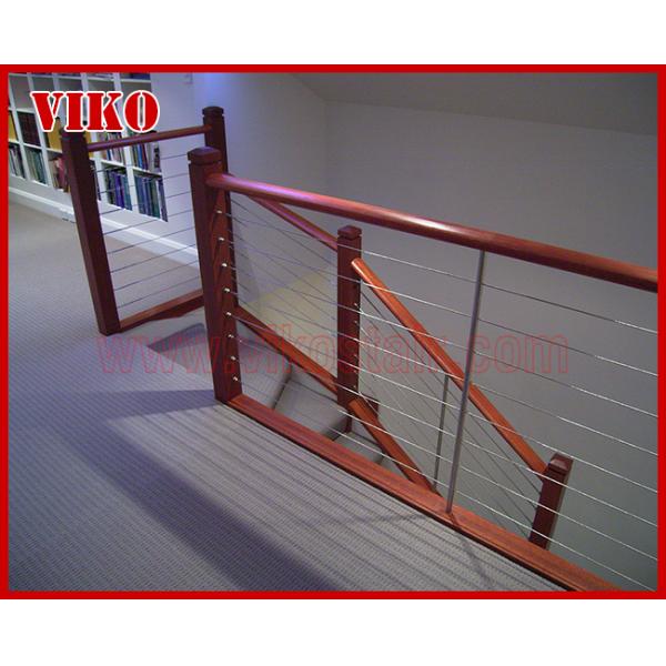 Steel Cable Stair VK75SC Aluminum Baluster Treed Beech Handrail 304 Stainless Steel Glass Carbon Steel Powder-coate