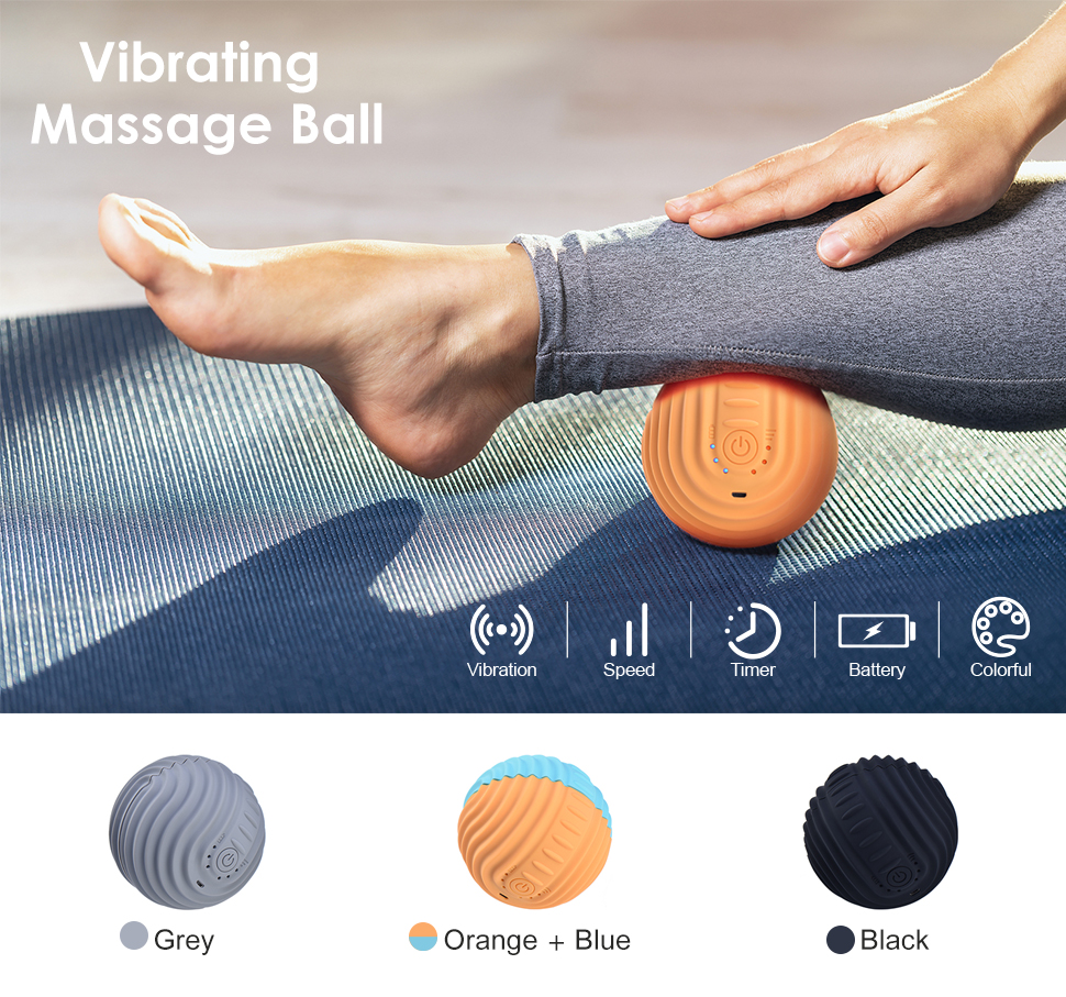 Oem Vibration Self Heating Deep Tissue Small Hand Grips Pain Massage Ball Roller Relief Fitness Massage Ball for Sore Muscle