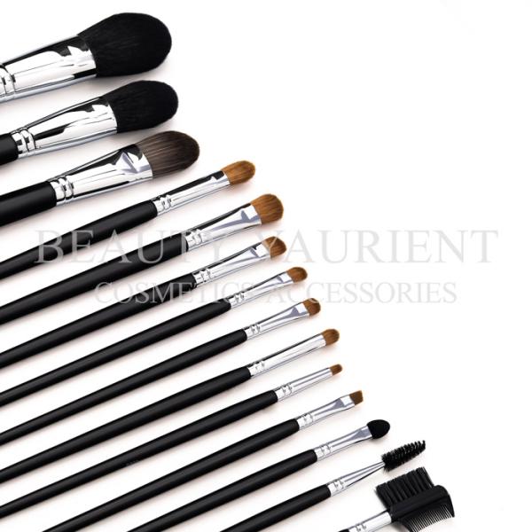 SA8000 Certified Durable Black Face Makeup Brush Set For Face Lip Eyes