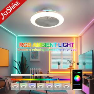 Mini Safe 20 Inch Bladeless LED Ceiling Fan Flush Mount com motor RGB Light DC