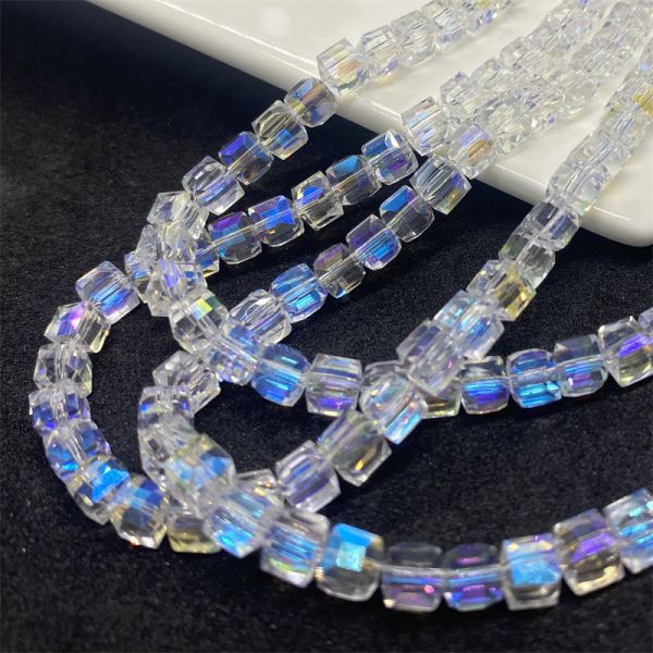 Crystal Square Glass Beads 4mm Cubic Beads Candy Diy Accessories Materials Loose Beads