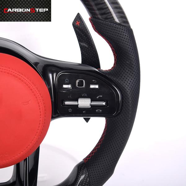 W213 Matte Carbon Fiber Mercedes Benz Steering Wheel 380mm Black Amg Leather Led