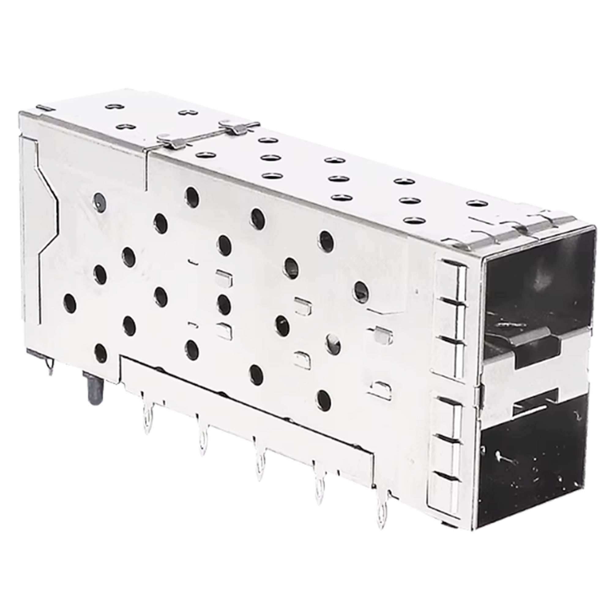 SFP Cage 2X2 with Light PIPE SFP Connector Dust Cover Fiber Optic Module Shielding