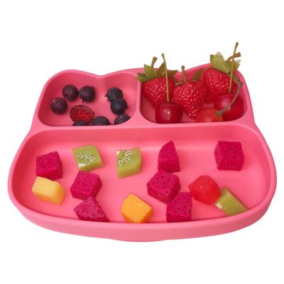 O Oem da placa da sução do silicone personalizou o bebê de Cat Shape Kids Feeding Set do produto comestível