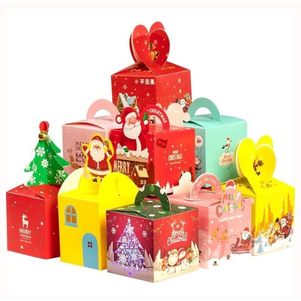Personalised CYMK Printing Xmas Gift Box For Christmas Cake Sweet Candy 600gsm