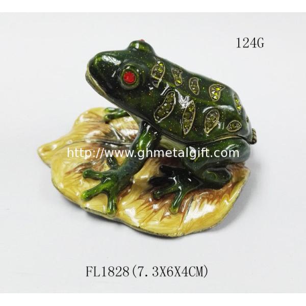 hot sale jeweled enamel frog prince trinket box Pewter alloy antique plated Frog Jeweled Trinket Box