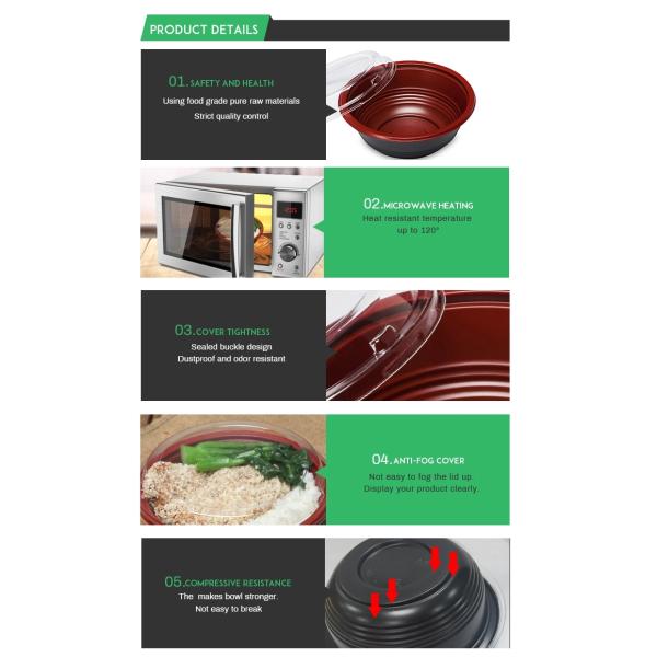 Durability PP Plastic Microwavable Disposable Food Packaging Rice Bowl