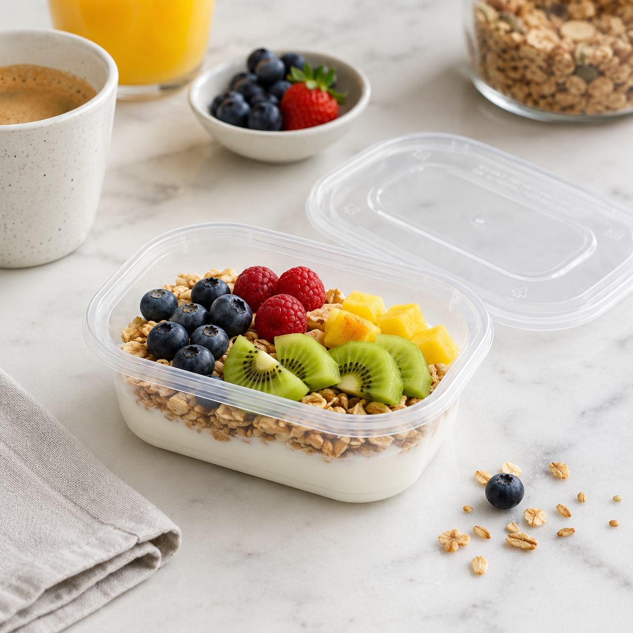 350ml Lid PP Food Containers Oval Deli Box for Breakfast / Snacks