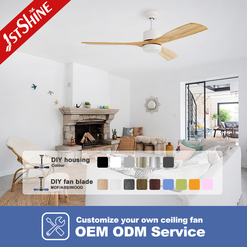 52 Inch Decorative Ceiling Fan with Solid Wood Blades and Energy Efficient DC Motor