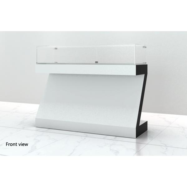 White Coating MDF Jewelry Showcase Display with Wooden + Glass + Lights + Acrylic
